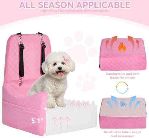 PETSFIT Cat Car Seat - Patented Safety System, 5in Elevated Pad, Pink