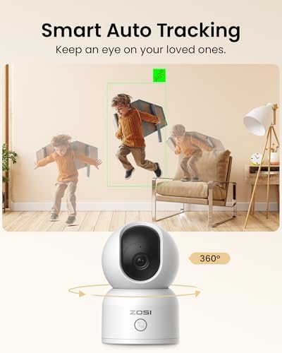 ZOSI 2K Indoor Pan/Tilt Security Camera, 2 Pack 2.4G/5G Dual-Band WiFi Smart Home Cam, 360 Degree Baby Pet Monitor with Phone App,Human Detection,2 Way Audio,Cloud & Memory Card Storage, Plug-in