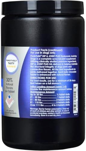 KALA HEALTH PeakTails Vet-Formulated Hip & Joint Plus HA for Dogs, 150 Ct
