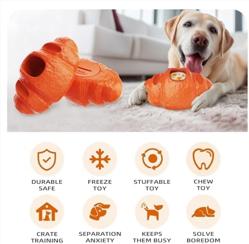 Dog Toys for Large Dogs, Dog Toys for Aggressive Chewers, Anxiety Relief for Dogs Toy, Indestructible Frozen Treat Toy National Pet Day Gifts for Peanut Butter Reduces Anxiety