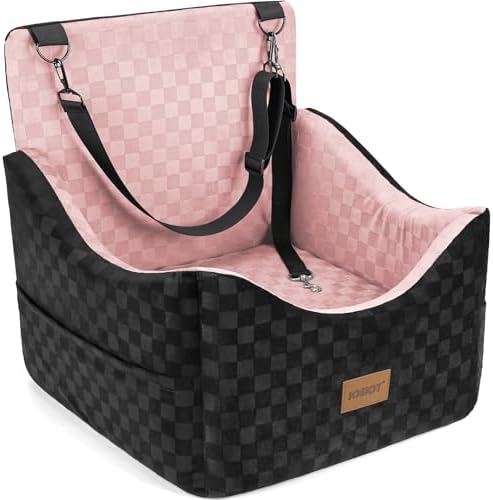 JOEJOY Elevated Dog Car Seat, Small/Medium Up to 35 lbs, Memory Foam Booster, Pink