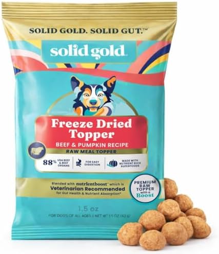 Solid Gold Freeze Dried Dog Food Topper & Treats, Beef, Picky Eaters, 1.5oz
