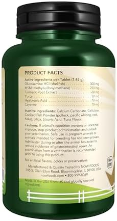NOW Pet Health, Joint Support Supplement, Formulated for Cats & Dogs, NASC Certified, 90 Chewable Tablets