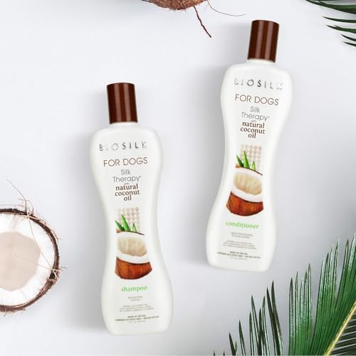 BioSilk for Dogs Silk Therapy Shampoo, with Coconut Oil, 12 Fl Oz, 2-Pack | Sulfate and paraben free, pH balanced, made in the USA, suitable for regular bathing