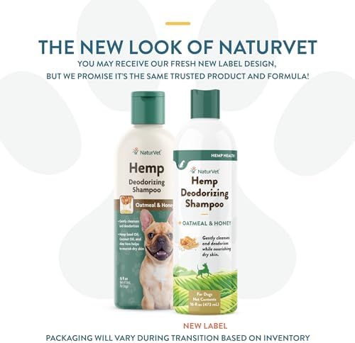 NaturVet Hemp Deodorizing Shampoo for Dogs - Plus Oatmeal & Honey – 16 oz