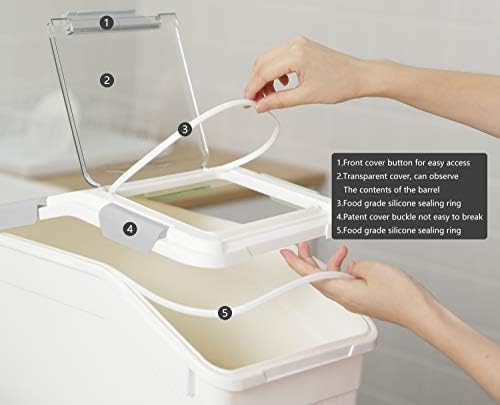 LISM 2 Pack Dog Food Storage Container with Scoop, 2-Pack, 10 LB, White