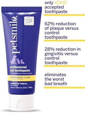 Petsmile Pet Teeth Brushing Kit, Toothpaste + Brush, London Broil 2.5 Oz | Toothpaste + 45° Patented Toothbrush, VOHC Accepted, Calprox® Powered, 4-Month Supply, Human-Grade, Clinically Proven