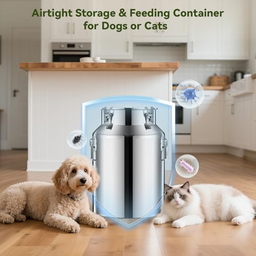 Newget 16lb Stainless Steel Dog Food Storage Container with Scoop, 16lb, Stainless Steel, Stainless steel