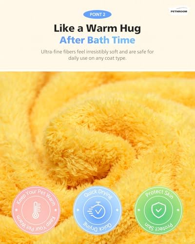 PETHROOM Ultra Absorbent Pet Towel | Quick-Drying, Soft Microfiber Dog & Cat Bath Towel | Lightweight, Durable, Fast Water-Soaking | Ideal for All Breeds (Medium) 15.7" x 31.5"
