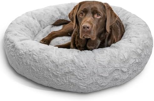 Best Friends by Sheri Calming Donut Dog Bed, Large, Gray, 36"x36"