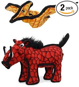 TUFFY® 2 Pack Pterodactyl and Warthog Ultra Durable Plush Dog Toys | Multiple Layers & Reinforced Seams, Washable and Floats, Original Construction