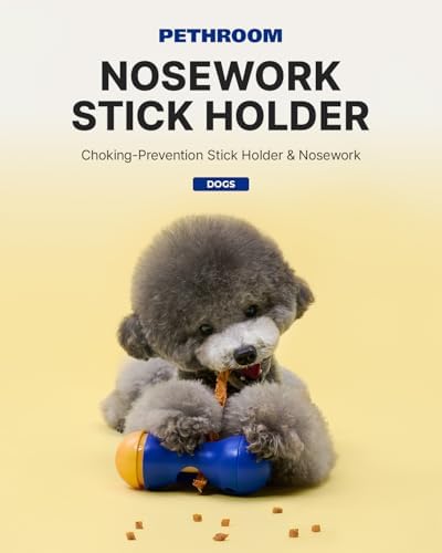 PETHROOM Bully Stick Holder for Dogs – Durable Dog Chew Holder, Nosework Enrichment Toy, Helps Prevent Choking, Fits 0.12–0.4 inch Bully Sticks, Ideal for Small Medium Dogs, Soft Blue