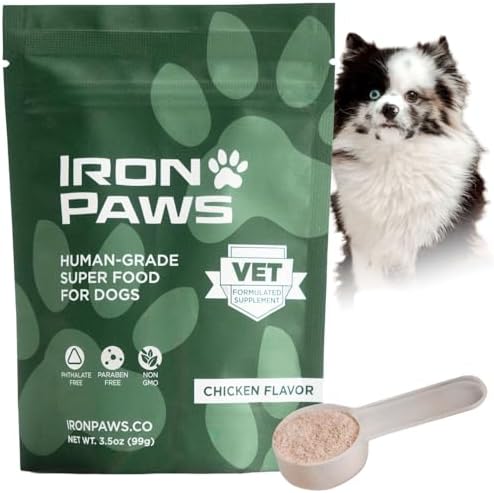Human-Grade Superfood For Dogs, Premium Greens Powder Supplement For Dental Health, Longevity, Hip & Joint, Gut Health, Allergies, Immune Support, Skin & Coat - 3.5 oz Nutrient Dense Formula