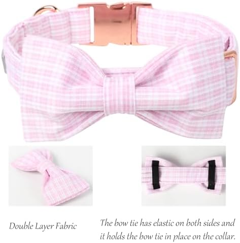 Lionet Paws Dog Collar, Pink Stripe Pattern Pet Collar Durable Cute Dog Collars Male or Female Pet Gift Adjustable Dog Collar for Large Dogs
