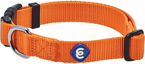 Blueberry Pet Essentials Matching Large Dog Collar | Adjustable Classic Solid Color Nylon Dog Collars for Large Dogs | Orange Vermilion Dog Collar for Large Dogs