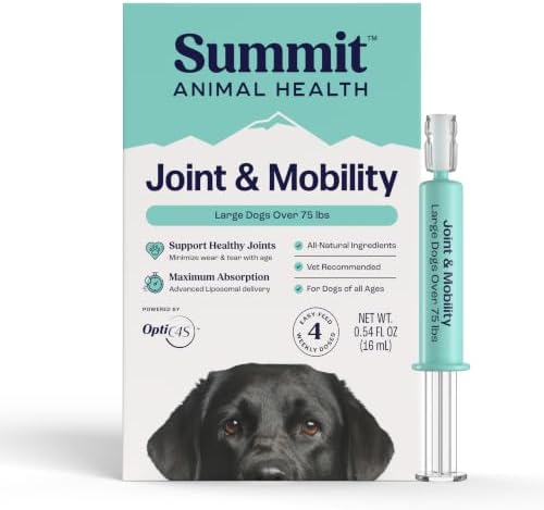 Summit Canine Joint and Mobility Supplement for Large Dogs, All Natural Liquid Chondroitin with Liposomal Delivery for Arthritis, Hip & Joint Support Vitamin, (Dogs 75+lbs)