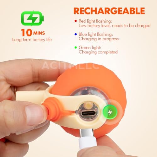 Interactive Cat & Dog Toy Ball, Automatic Moving/Jumping/Bouncing, Smart Pet Chase Ball with Feather Tail, Electric Rechargeable Enrichment Toys for Indoor Bored Cats & Small Dogs (Orange)