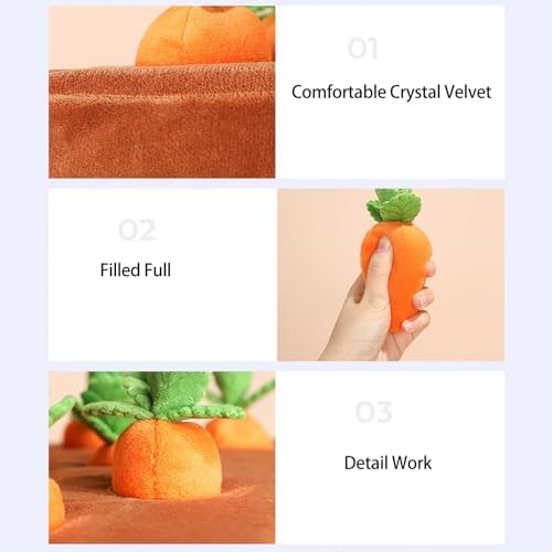 Carrot Snuffle Mat for Dogs, Interactive Dog Plush Puzzle Toys, 2 in 1 Non-Slip Nosework Feed Games, Pet Stress Relief with 12 Carrots