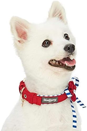 Blueberry Pet 4 Patterns Bon Voyage Sea Lover Adjustable Dog Collar in Timeless Red, Neck 17-20.5", for Large Breed