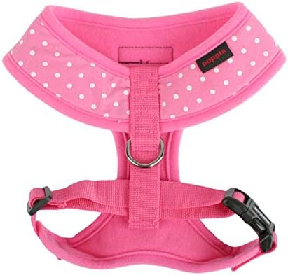 Puppia Dotty Dog Harness Over-The-Head No Pull No Choke Walking Training Adjustable for Small & Medium Dog, Medium, Pink