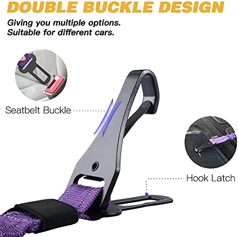 AUBELL Dog Seat Belt for Car - 2-Pack Set, Black+Purple