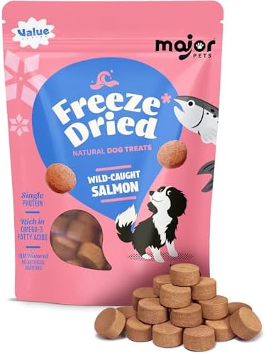 MAJOR PETS Freeze Dried Wild Caught Alaskan Salmon Dog Treats, 10 oz