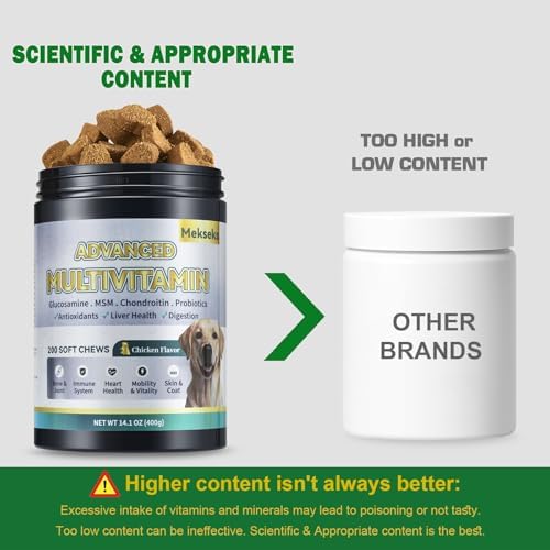 Advanced 24-in-1 Multivitamin Chews for Dogs - 200 Soft Vitamin Supplement | All-in-One Vitamins, Supports Skin Coat, Itch Relief, Joints, Gut Health, 12 Essential Vitamins, Treats, with Omega-3