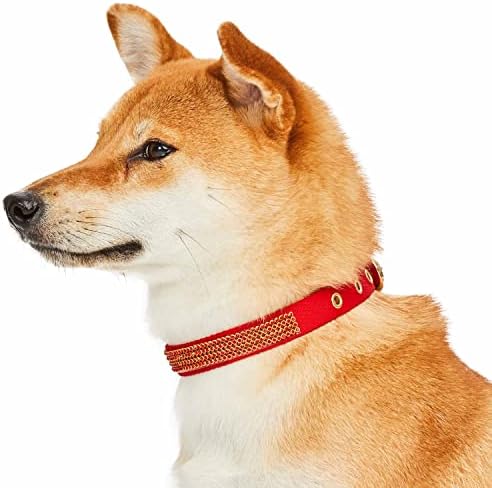 Blueberry Pet Sparkling Rhinestone Adjustable Dog Collar with Metal Buckle, True Red, Neck 17-20.5", for Large Breed