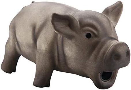 Dog Chew Toy Cute Pig Grunting Squeak Latex Dog Puppy Toy(Black)
