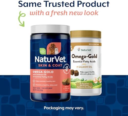 NaturVet Omega-Gold Plus Salmon Oil Skin Supplement for Pets - 180 Ct