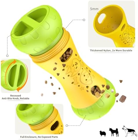 Treat Dispensing Dog Puzzle Toy, Interactive Dog Toys, Yellow | Mental Stimulating Slow Feeder, Boredom Relief, Enrichment Dog Toys to Keep Them Busy, For Small Medium Large Dogs