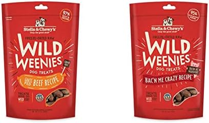 Stella & Chewy's Wild Weenies Dog Treats Large Bag 2 Pack Variety Bundle (Beef & Bacon)