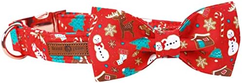 Lionet Paws Christmas Dog Collar with Bowtie, Dog Bowtie Collar with Metal Buckle for Dogs, Adjustable Comfortable Dog Collar Girl Boy Gift, XL, Neck 16-26 in