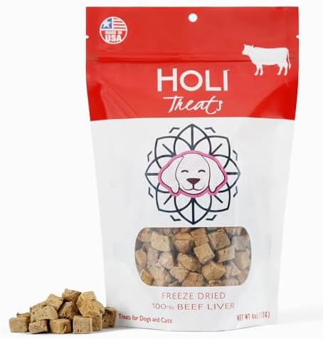 HOLI Freeze Dried Beef Liver Dog Treats – Single Ingredient Beef Dog Treats – Pasture Raised Liver Dog Treats Made in USA – Healthy Liver Treats for Dogs & Diabetic Dog Treat-Friendly - 4oz