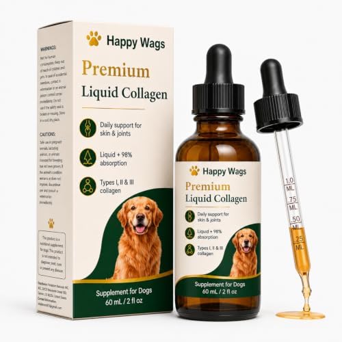 Happy Wags Premium Liquid Collagen for Dogs, Joint Care, Skin & Coat, 1PCS
