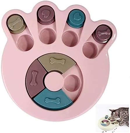 Anti-Choking Interactive Puzzle Toy for Slow Dispensing Feeding for Pets, 2023 New Dog Puzzle Toys, Dog/Cat Food Puzzle Feeder, Dog Stimulation Toys for Small and Medium-Sized Dogs (Pink, Pawprint)