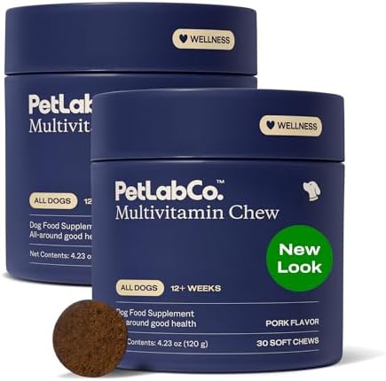 PetLab Co. 22-in-1 Multivitamin Chews, 2-Pack, Pork Flavor | 22 vitamins and minerals in one daily soft chew to support immune health, energy, skin, coat and overall wellbeing
