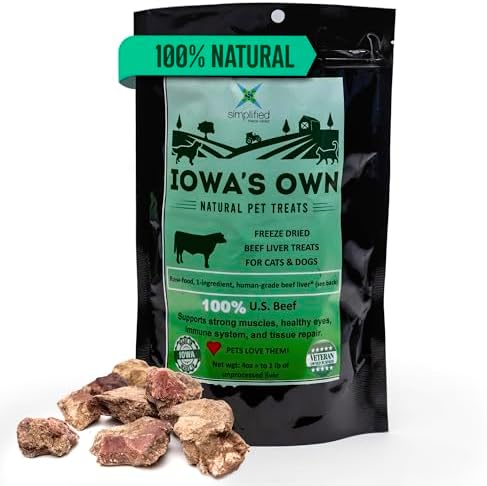 IOWA'S OWN Freeze Dried Beef Liver Treats for Dogs 15lbs and up – Single Ingredient Training Treats – High Protein – Healthy Natural Snack - No Additives or Fillers - Made in USA – 4oz Bag