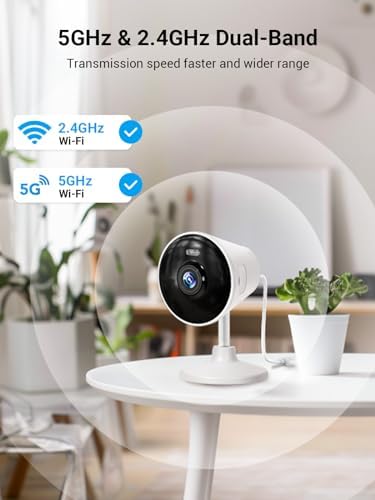 Rocktone 5G & 2.4G Indoor/Outdoor Security Camera for Home, Baby/Elder/Dog/Pet Camera with Phone App, WiFi Camera w/Spotlight Color Night Vision 2-Way Audio