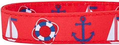 Blueberry Pet 4 Patterns Cardinal Red Nautical Sailboat Designer Adjustable Tie Dog Collar, Small, Neck 12"-16"