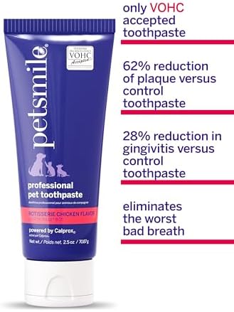 Petsmile Teeth Brushing Kit, Toothpaste + Brush, Rotisserie Chicken 2.5 Oz | Pet Toothpaste + 45° Patented Toothbrush, VOHC Accepted, Calprox® Powered, 4-Month Supply, Human-Grade, Clinically Proven