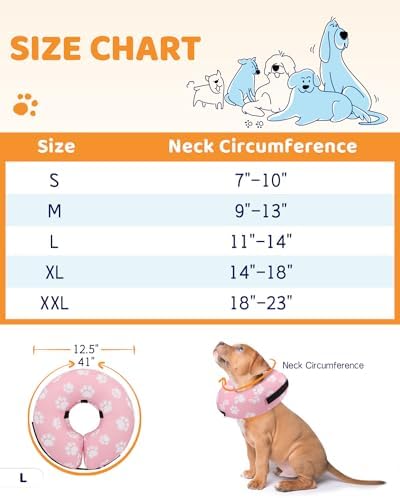 Supet Inflatable Dog Cone Collar Alternative After Surgery, Dog Neck Donut Collar Recovery E Collar, Soft Pet Cone for Small Medium Large Dogs