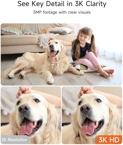 5G Pet Camera Indoor with Phone App, 3K Cat Dog Cameras with Speaker, Pan-Tilt WiFi Baby Monitor Camera for Home Security, Pet/Facial AI Detection Motion Tracking, 2-Way Talk, 2.4G/5G Wi-Fi