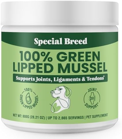 Green Lipped Mussel Powder for Dogs & Cats - 100% New Zealand Green Lipped Mussels - Natural Hip & Joint Supplement for Joints, Tendons, Ligaments, Muscles - 800 Grams - Up to 2,665 Servings