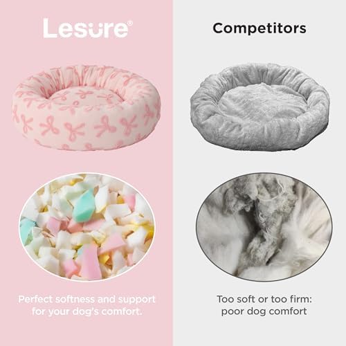 LE SURE Shown on TV Jacquard Donut Cute Small Dog Beds,Pink Taffy 23x23x7in