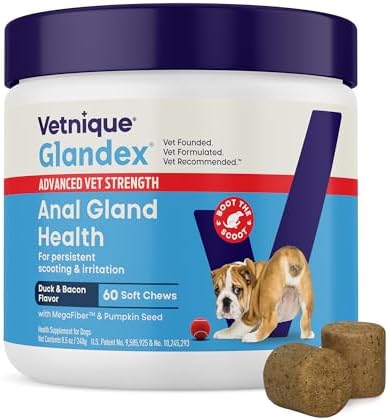 Vetnique Glandex Advanced Anal Gland Chews & Rear End Dog Wipes Bundle