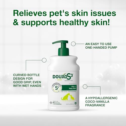 Douxo S3 SEB Dog Seboregulating Shampoo, 0.5% Ophytrium, 16.9 fl oz | Seborrhea Treatment for Dogs & Cats, Helps Control Dandruff, Unpleasant Odors & Oily/Flaky Skin, 0.5% Ophytrium, 16.9 fl oz