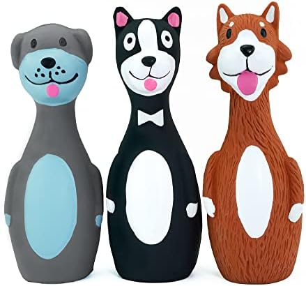 CHIWAVA 3PCS 5.7'' Squeaky Latex Short Standing Stick Toy for Small Dogs | Funny Animal Design,Soft Fetch Interactive Play, Indoor Outdoor Activity Training Toys,Assorted Colors