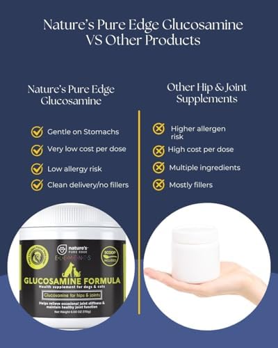 Nature's Pure Edge Original Extra Strength Glucosamine Dog and Cat Supplement Flavored with Real Chicken. Treats Painful and Damaged Joints. Large 115 gram jar.