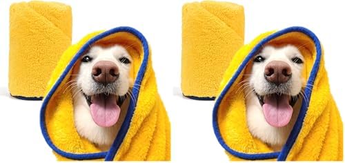 PETHROOM Ultra Absorbent Pet Towel | Quick-Drying, Soft Microfiber Dog & Cat Bath Towel | Lightweight, Durable, Fast Water-Soaking | Ideal for All Breeds (Large) 23.6" x 47.2" (Pack of 2)